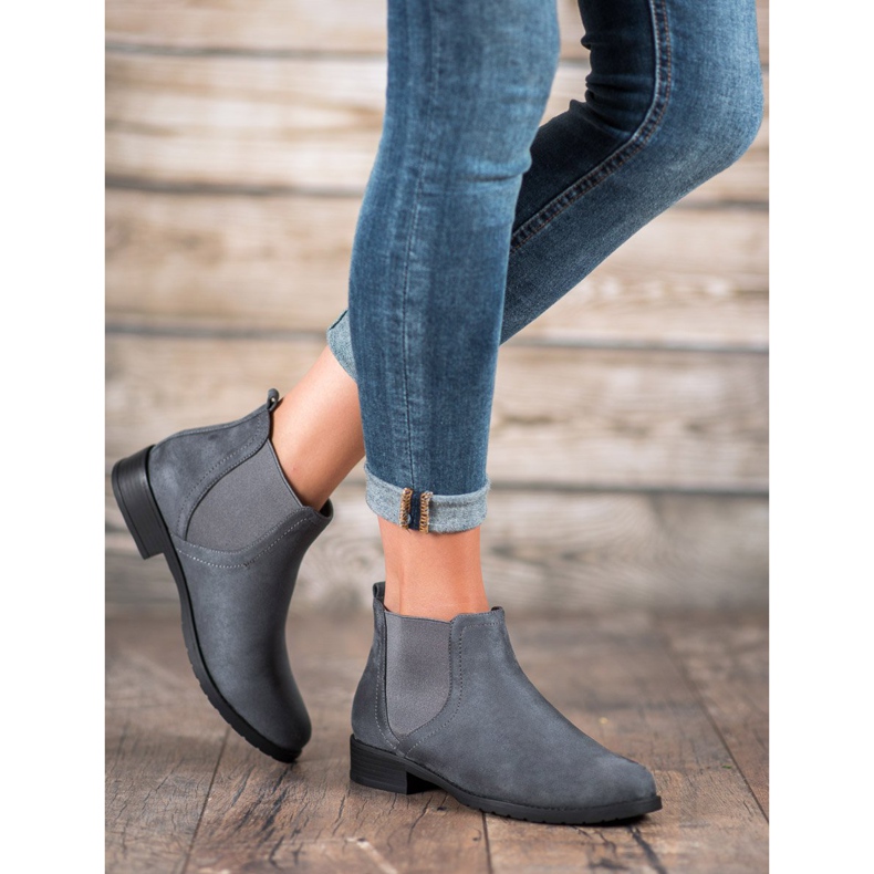 SHELOVET Stivaletti Chelsea in pelle scamosciata grigio 2