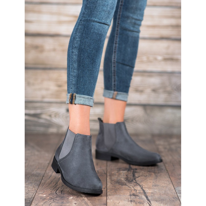 SHELOVET Stivaletti Chelsea in pelle scamosciata grigio 1