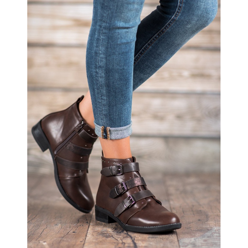 Small Swan Stivali Con Strisce Decorative marrone 2