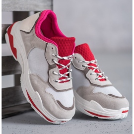 SHELOVET Scarpe sportive stringate rosso grigio 2