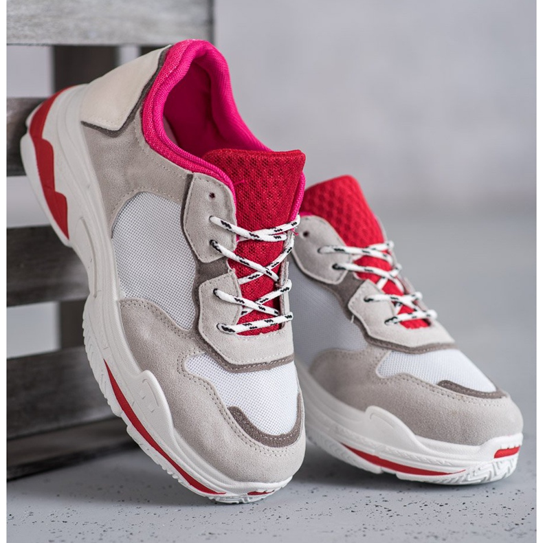 SHELOVET Scarpe sportive stringate rosso grigio 2