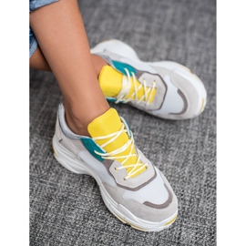 SHELOVET Scarpe sportive stringate grigio giallo 1