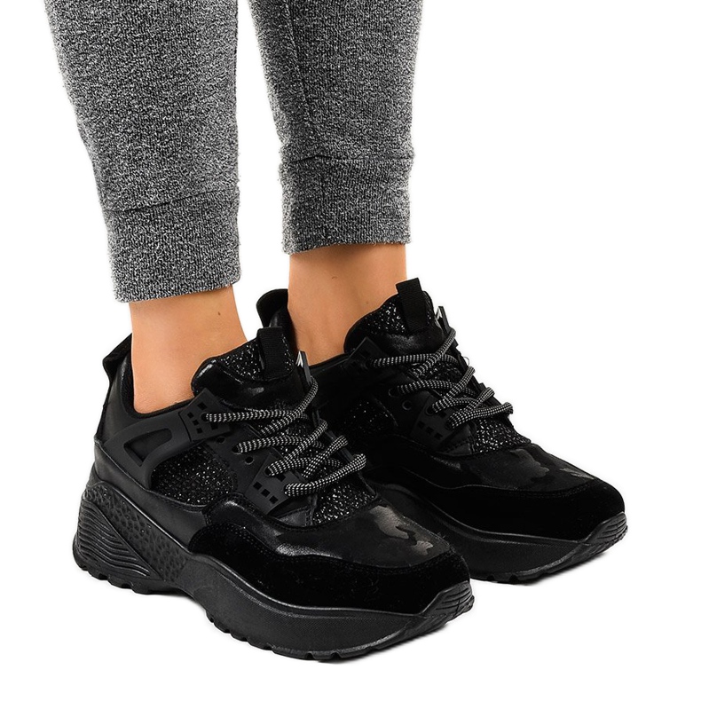 Scarpe sportive C2 da donna alla moda nere nero 1