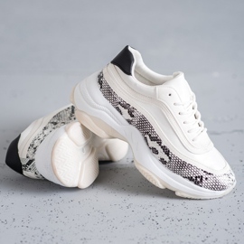 SHELOVET Sneakers con stampa serpente bianca multicolore 2