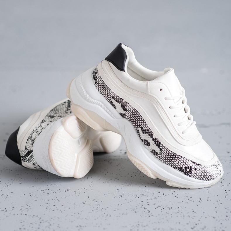 SHELOVET Sneakers con stampa serpente bianco multicolore 2