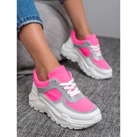 Ideal Shoes Scarpe sportive al neon bianco rosa multicolore 1