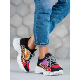 SHELOVET Scarpe sportive con stampa leopardata rosso multicolore 2