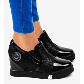 Sneakers nere con zeppa T1711-1 nero 2