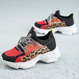 SHELOVET Scarpe sportive con stampa leopardata rosso multicolore 1
