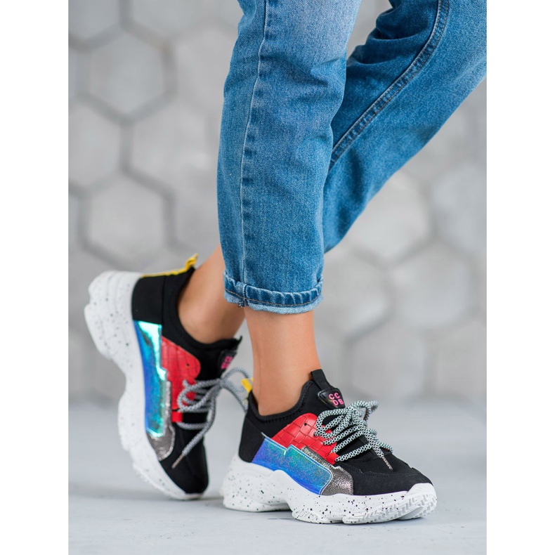 SHELOVET Scarpe da ginnastica senza lacci nero multicolore 2
