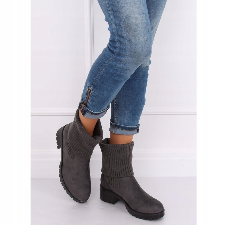 Grigio Stivali da donna con guardolo ZX2804 Grigio 1