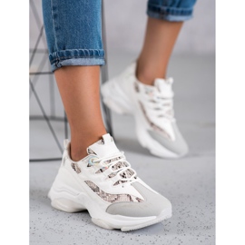 Kayla Sneakers allacciate con stampa serpente bianco 2