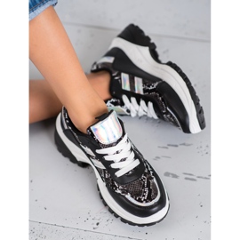 SHELOVET Sneakers nere con stampa serpente nero 1