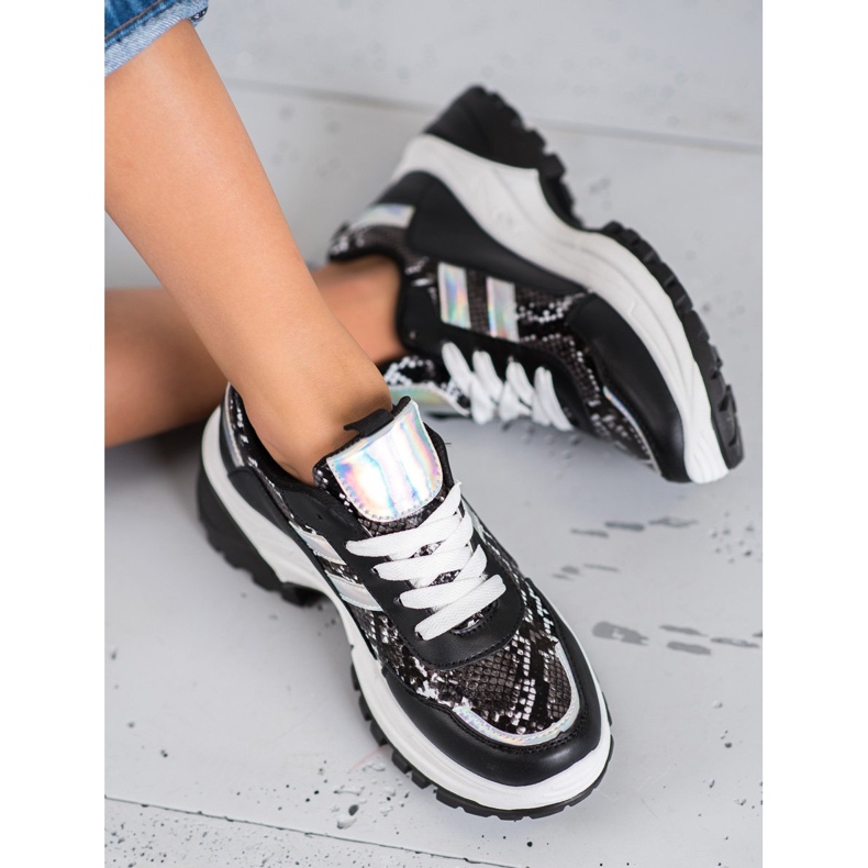 SHELOVET Sneakers nere con stampa serpente nero 1