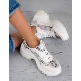 SHELOVET Sneakers bianche con stampa serpente bianco 2