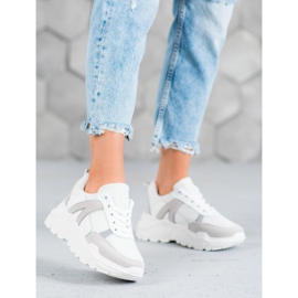 SHELOVET Calzature legate sulla piattaforma bianca 2