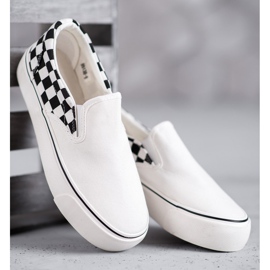 SHELOVET Slipons a scacchi bianchi bianco 2