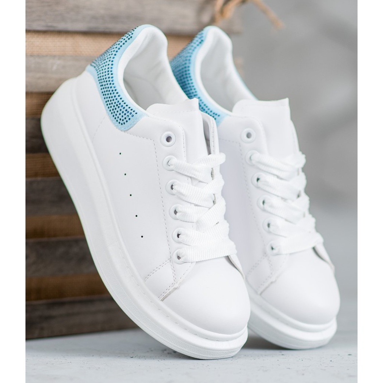 Yes Mile Scarpe sportive con cristalli bianco 1