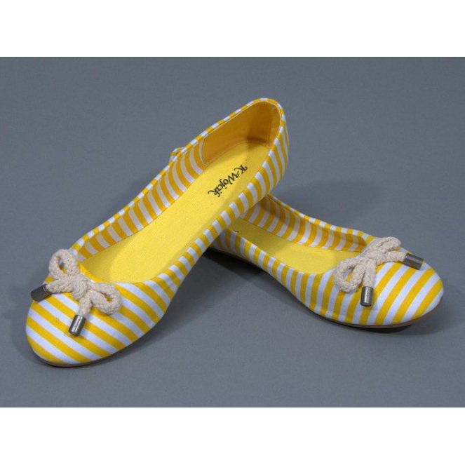 Ballerine a righe con fiocco 16-c giallo 1