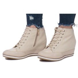 Scarpe da ginnastica con zeppa beige Materiale Capucine 2