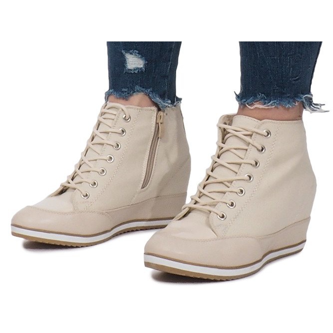 Scarpe da ginnastica con zeppa beige Materiale Capucine 1