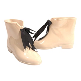 Stivali Wellington con fiocco Y015 Beige 2