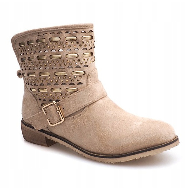 Stivali eleganti, scarpe con fibbia JN-109 Beige 1