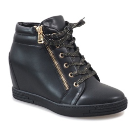 Sneakers nere con cerniera TL-22 dorata nero 1