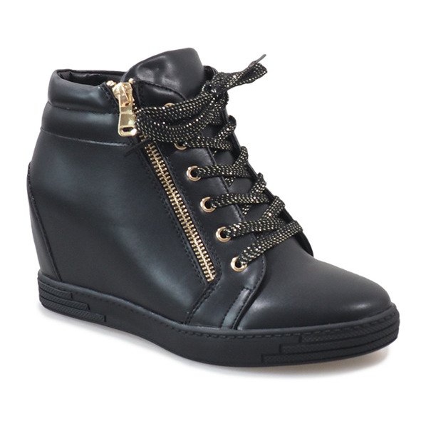 Sneakers nere con cerniera TL-22 dorata nero 1
