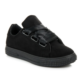 Sneakers In Pelle Scamosciata Legate Con Un Nastro nero 2