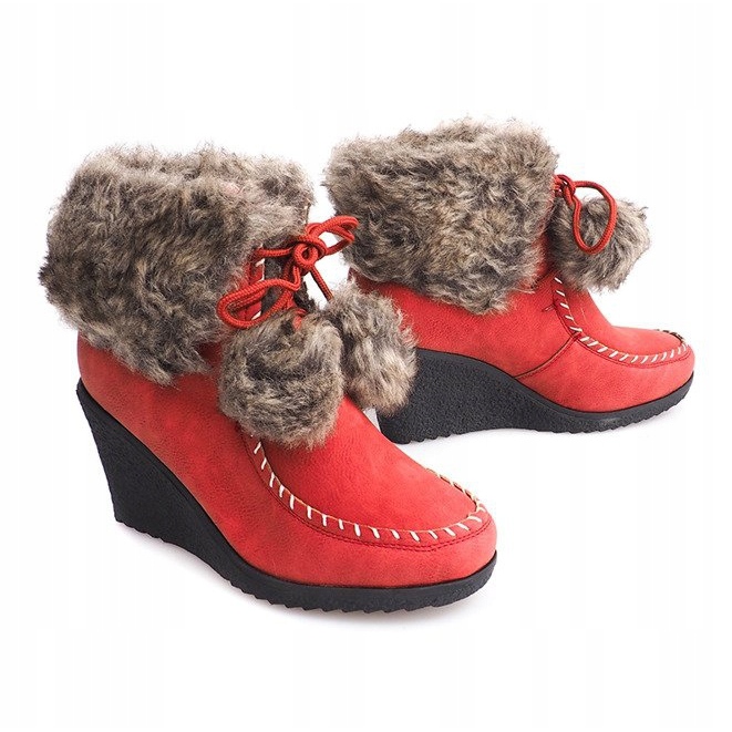 Stivali caldi con zeppa ZH227 rosso 1