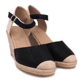 Sandali Zeppe Espadrillas Stivali A198-3 Nero 1