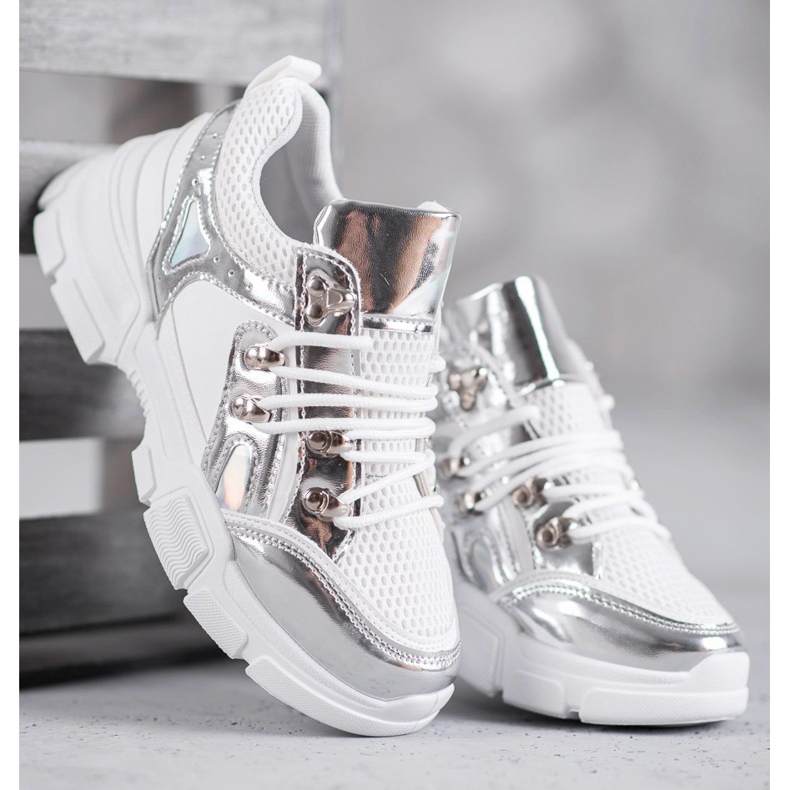 SHELOVET Scarpe sportive comode bianco grigio 2