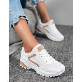 SHELOVET Scarpe sportive con glitter bianco 2