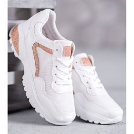 SHELOVET Scarpe sportive con glitter bianca 1