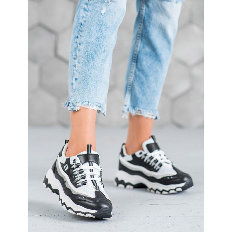 Yes Mile Sneakers Con Glitter bianca nero 2