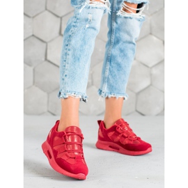SHELOVET Scarpe sportive in pelle scamosciata rosso 2