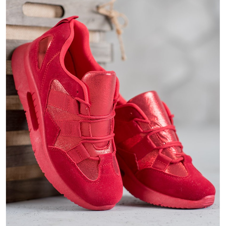 SHELOVET Scarpe sportive in pelle scamosciata rosso 1