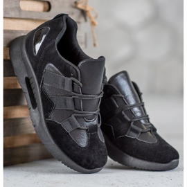 SHELOVET Scarpe sportive in pelle scamosciata nero 1