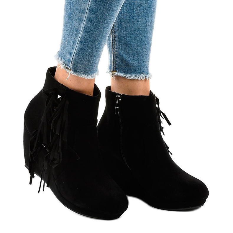 Stivaletti in camoscio nero boho LBS2586 2