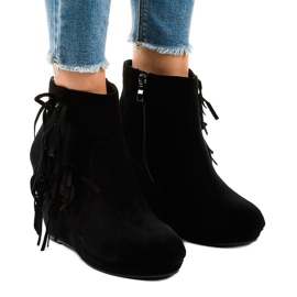 Stivaletti in camoscio nero boho LBS2586 1