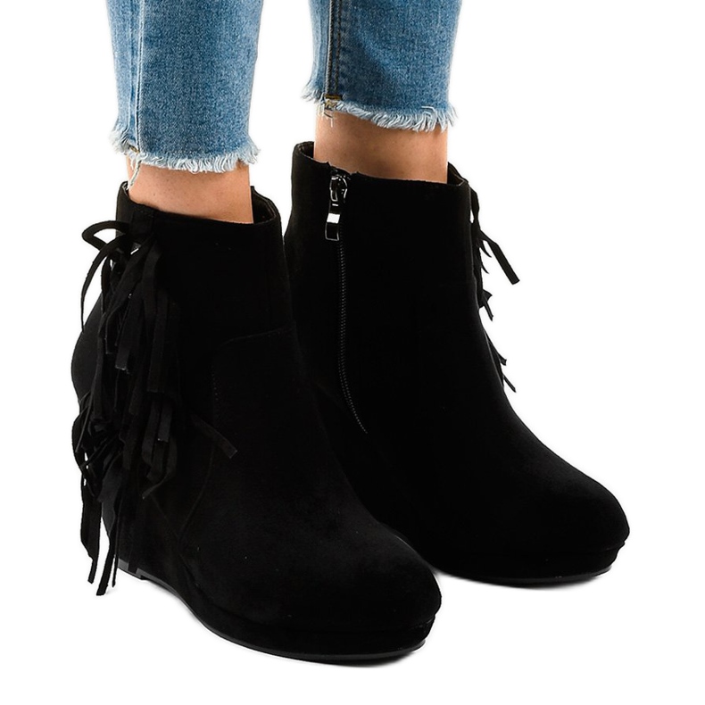 Stivaletti in camoscio nero boho LBS2586 1