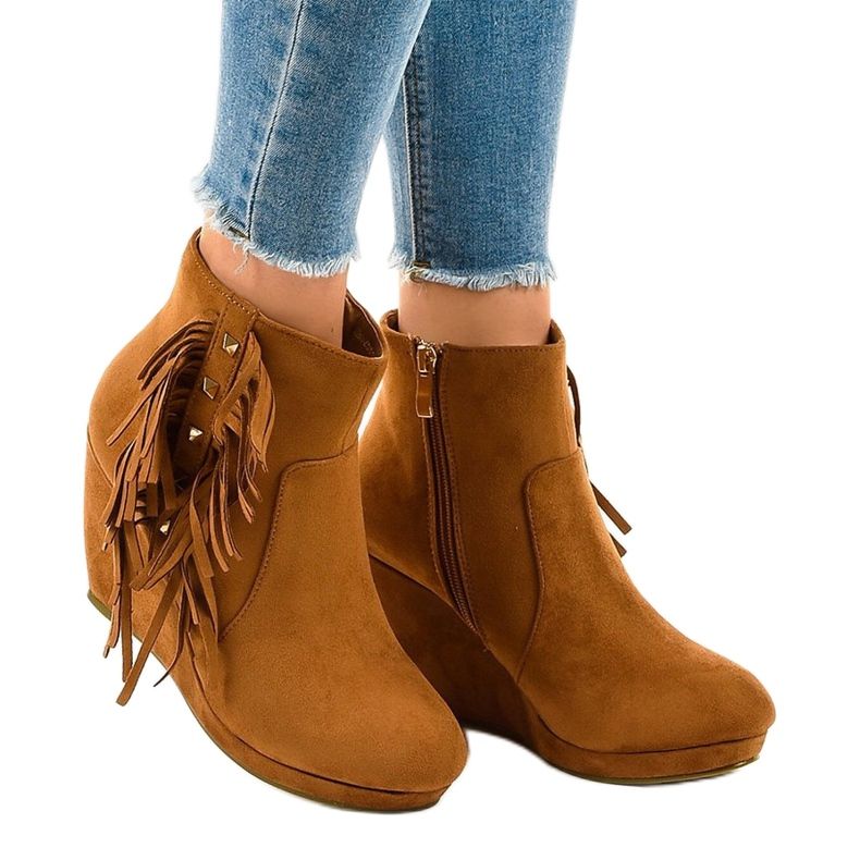 Stivaletti in camoscio cammello boho LBS2586 marrone 1