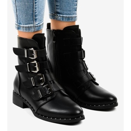 Stivali neri da donna con fibbie S120 nero 1