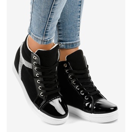 Sneakers nere con zeppa e paillettes AN2959 nero 2