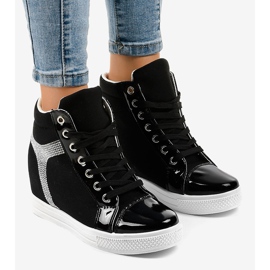 Sneakers nere con zeppa e paillettes AN2959 nero 1