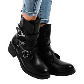 Stivali neri da donna con fibbie HQ1588 nero 1