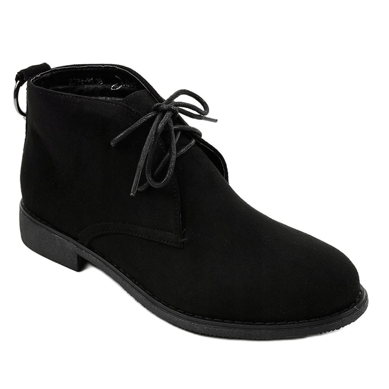 Stivaletti in camoscio nero con tacco piatto HJ99-94 1