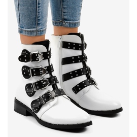 Stivali da donna bianchi con fibbie A-167 bianco 1