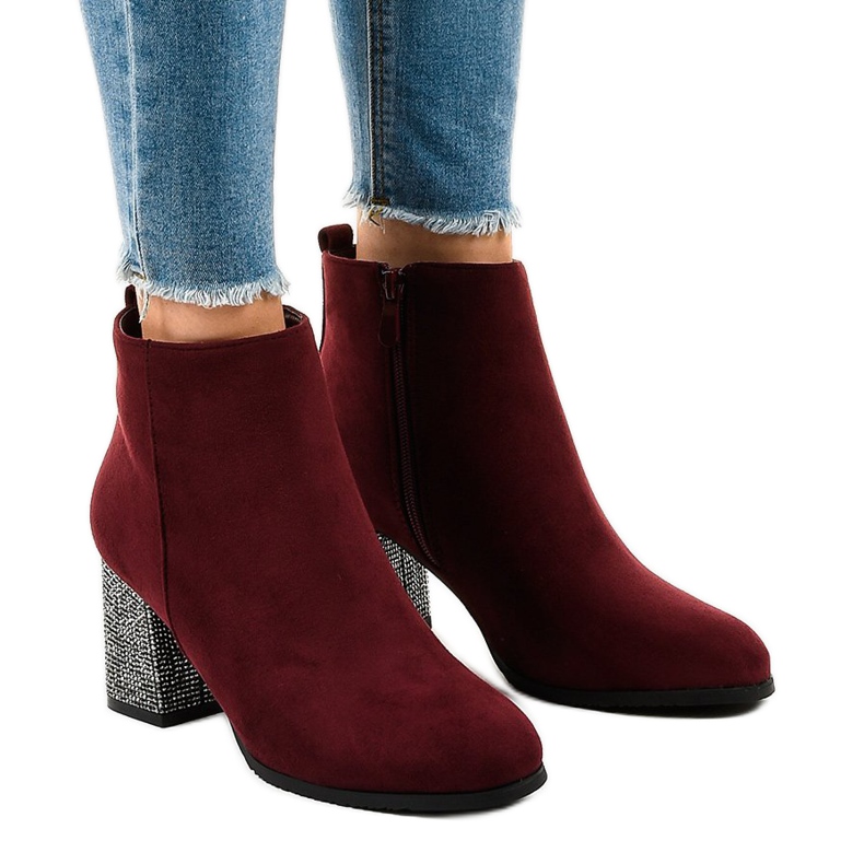Stivali scamosciati bordeaux sul post DS00055 rosso 1